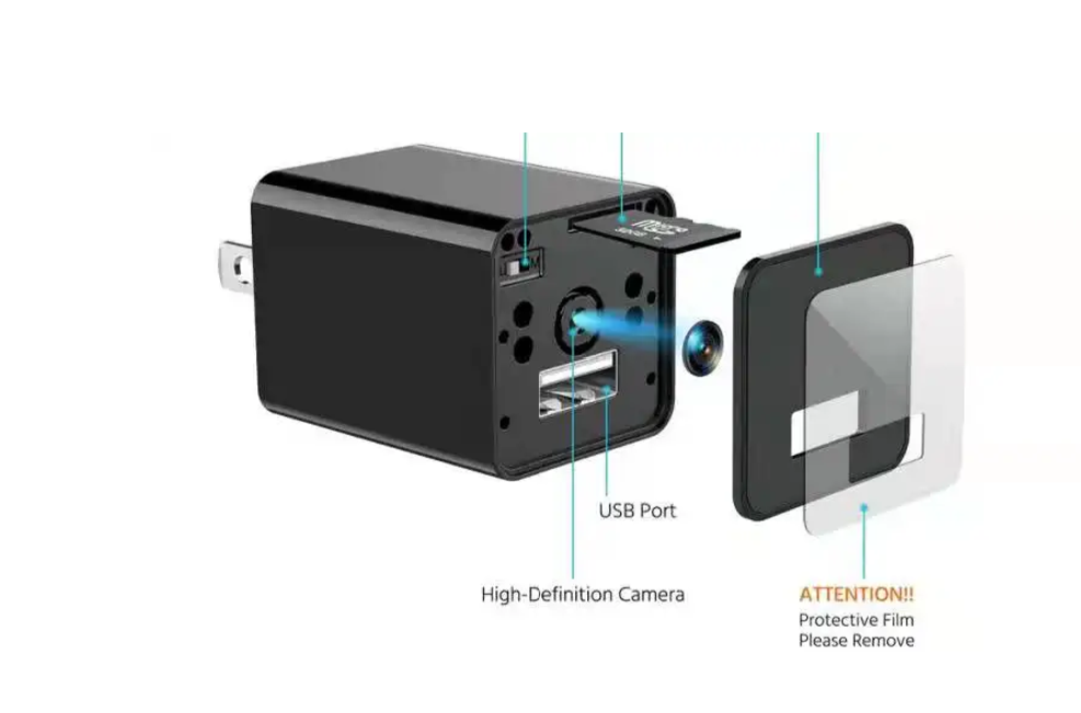 מצלמה נסתרת מוסלקת בשקע טעינה USB